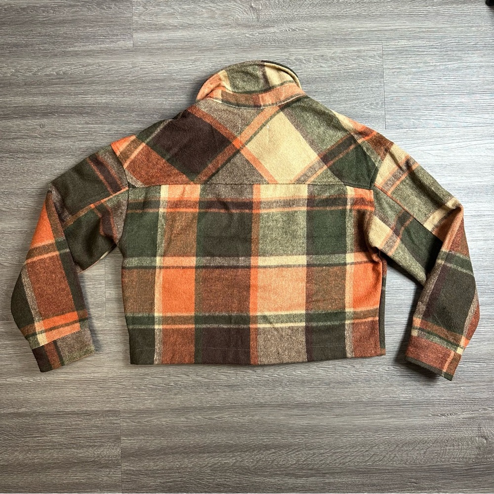Plaid Cropped Jacket in Orange and Brown - Picture 2 of 5